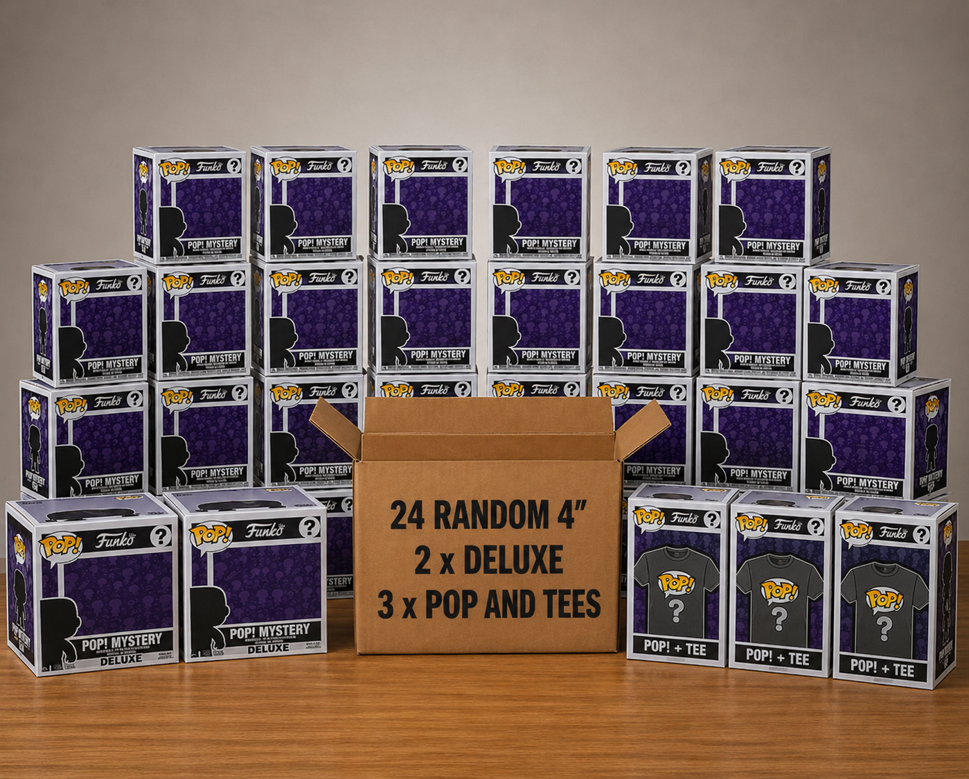 Random Mix Box - 24 4 Inch Pops, 2 x Deluxe, 3 x Pop & tees, 2 Random Tees